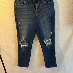 Hollister Dark Blue Distressed Ankle Jeans